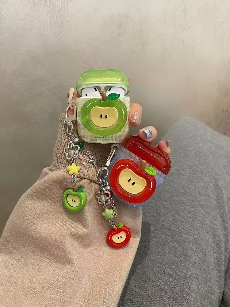 格纹立体苹果适用于华为FreeBuds SE2华为蓝牙freebuds se3新款耳机套带挂件