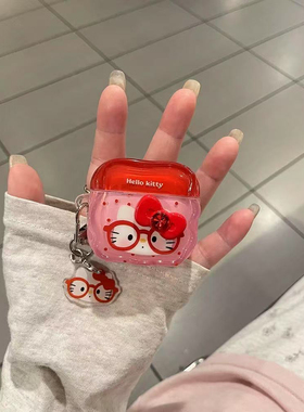 眼镜钻钻凯蒂猫适用于华强北pro4/5代保护套苹果4代蓝牙套Mini4适用迪士尼F8带链条