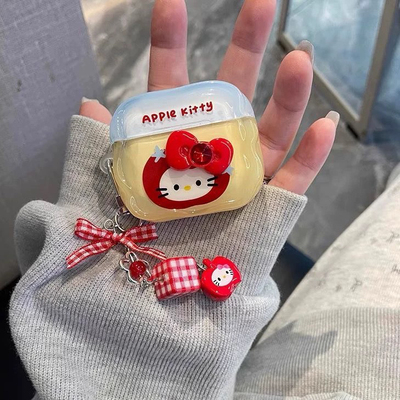 ins可爱苹果蝴蝶钻凯蒂猫适用于倍思w04pro新款2023蓝牙耳机保护套软壳倍思E3带挂件倍思w042025版