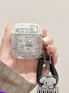 涂鸦音乐狗华强北pro4/5保护套苹果蓝牙耳机套Mini4适用迪士尼F8