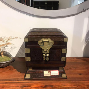 大红酸枝鹊桥相会首饰盒精致收纳盒红木复古饰品珠宝盒送礼佳品