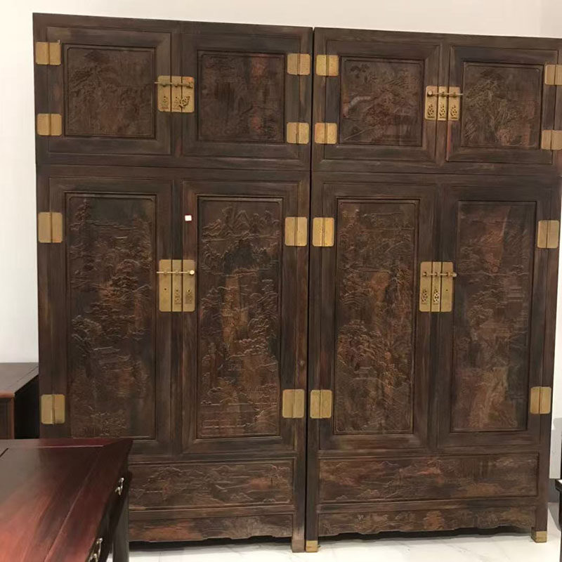 红木家具大红酸枝雕刻山水顶箱柜交趾黄檀中式实木卧室衣柜储物柜