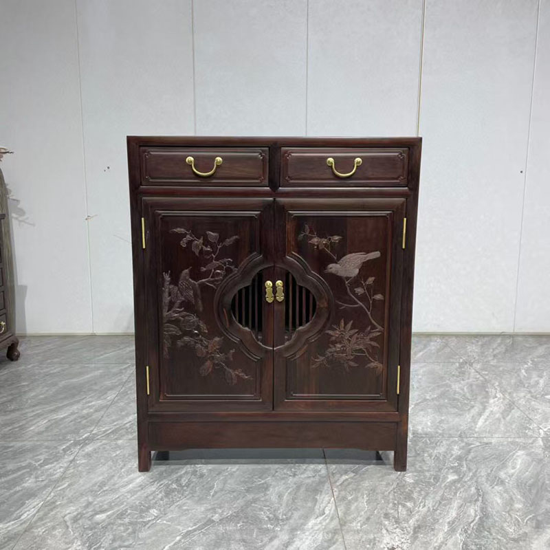 大红酸枝实木鞋柜门厅入户玄关柜家用门口外收纳仿古红木储物柜