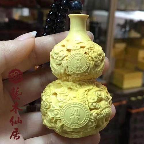 黄杨木雕葫芦煤油火折子打火机创意实木质车挂木质手把件吉祥如意