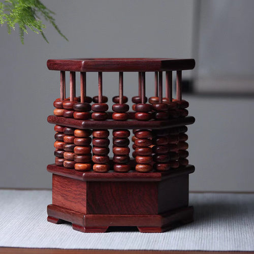 酸枝木笔筒办公室桌面中国风开业摆件实木质实用礼品