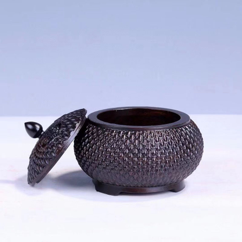 黑檀木大号创意如意香薰炉盘香炉家用室内净化空气仿古檀香炉摆件