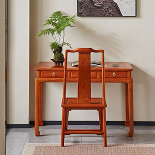 缅甸花梨明式 办公桌电脑桌红木家具 小书桌写字台带抽屉新中式