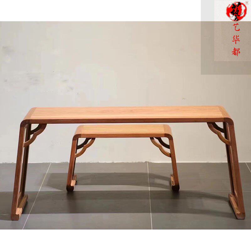 红木家具缅甸花梨木质琴案琴凳二件套全实木写字桌古筝琴桌小书桌