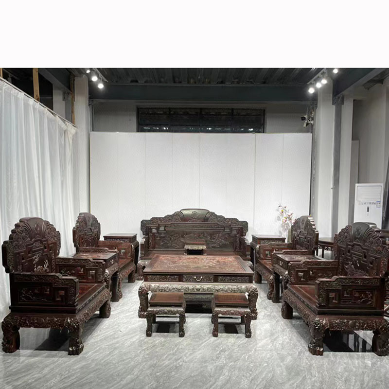 红木大红酸枝孔雀开屏沙发十三件套客厅家具装交趾黄檀沙发组合