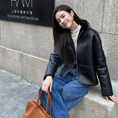 加绒加厚pu皮时尚 机车外套翻领韩版 皮夹克大码 2025秋冬新款 女装 潮