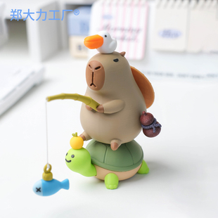 卡皮巴拉侠客豚公仔摆件3D打印定制治愈解压国风桌面装 饰品礼物