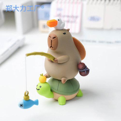 卡皮巴拉侠客豚公仔摆件3D打印定制治愈解压国风桌面装饰品礼物