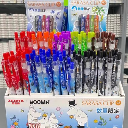 新品ZEBRA斑马姆明限定款中性笔MOOMIN联名JJ15顺利笔按动水笔0.5黑色顺滑签字笔彩色笔记可换芯学生书写文具