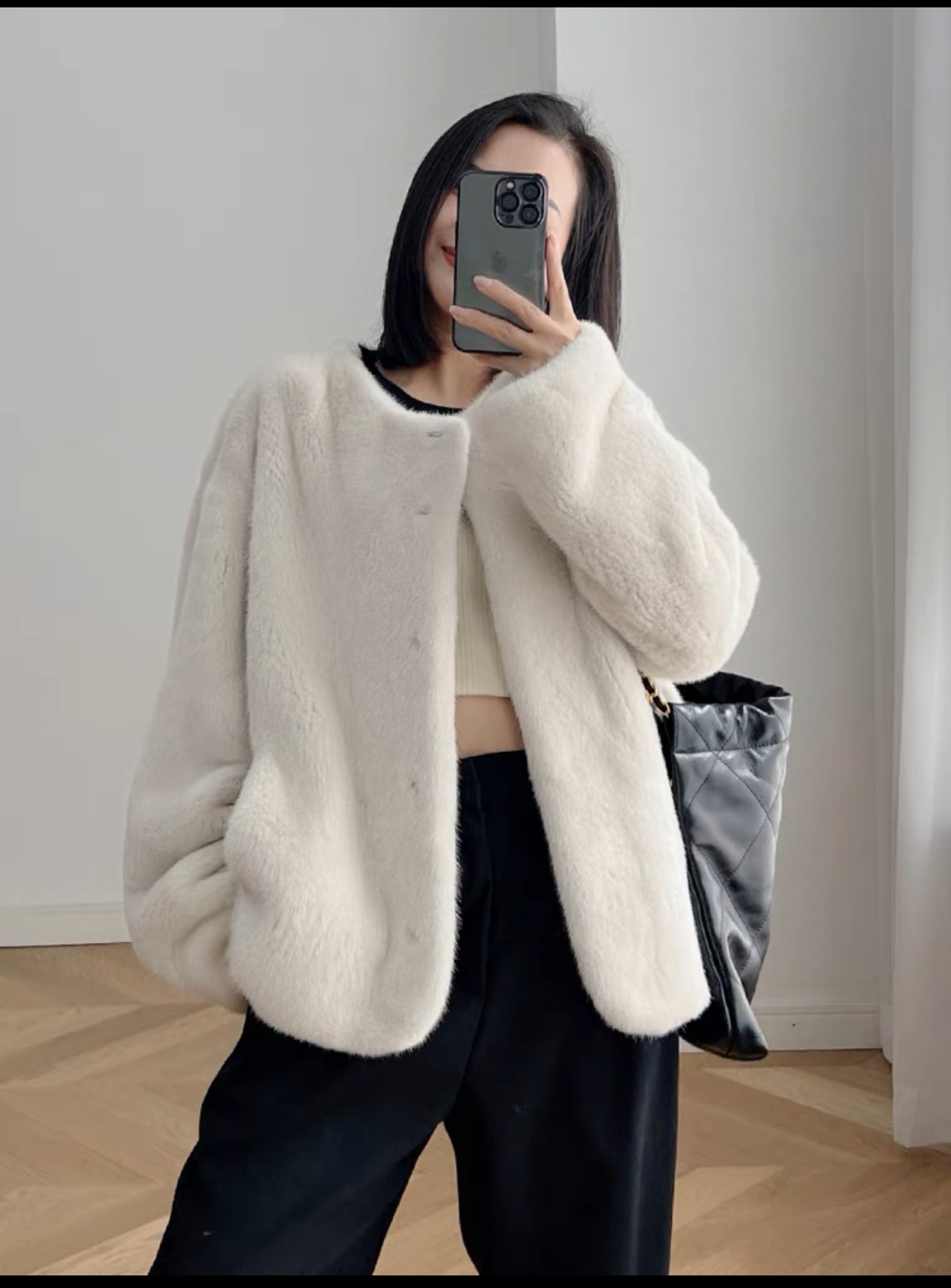 高档新款韩版欧货米兰貂皮毛一体显瘦百搭气质高雅款