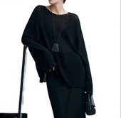 针织衫 开 私服强推轻透舒适真丝丝棉極简ROW风佰搭宽松卷边长袖 间