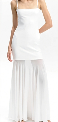 正确版还原sau网纱拼接罗纹两穿吊带连衣裙女夏长裙半身裙