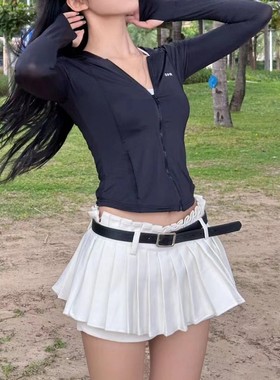 Dakiyo Bella约会私服小众AO低腰迷你百褶裙裤 白色/黑色辣妹短裙