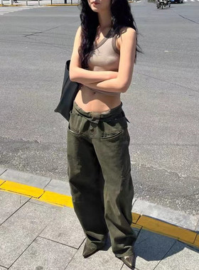 Dakiyo Bella私服廓形工装长裤卡其/深蓝黑/军绿色男女同款休闲裤