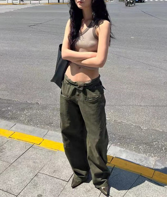 休闲裤多口袋廓形工装长裤