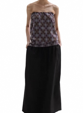 正确版还原Nort格纹直筒半裙可多样穿搭抹胸抽绳上衣