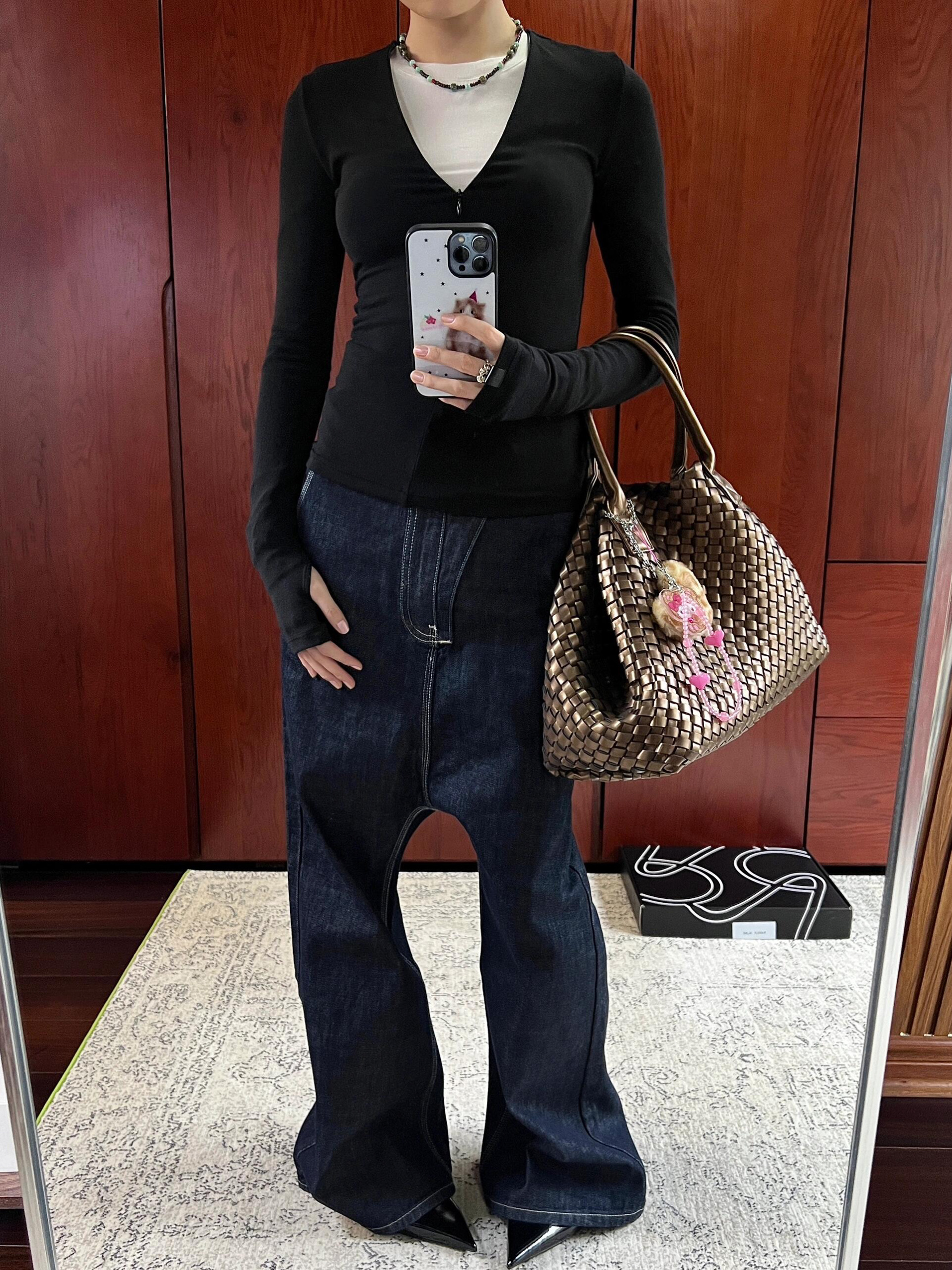 高品质面料版型还原RARELY KINI01  落裆喇叭原牛牛仔裤 原牛深蓝