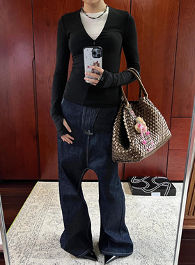 高品质面料版型还原RARELY KINI01  落裆喇叭原牛牛仔裤 原牛深蓝