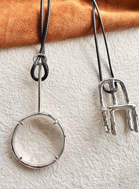 Hab小众设计放大镜挂件松弛感椅子项链高级白金 现代趣毛衣链男女