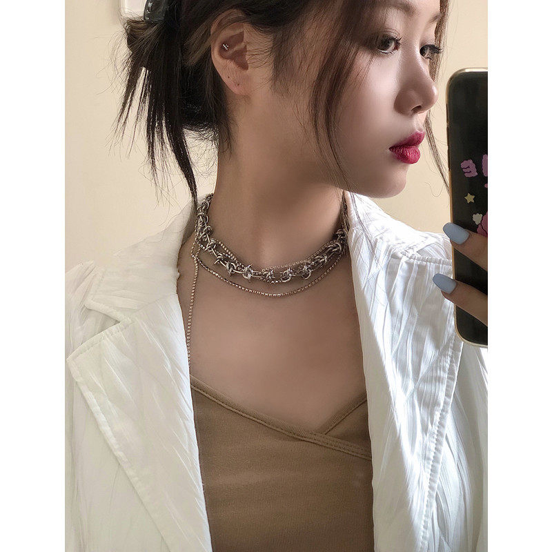 justineclenquet叠戴水晶项链