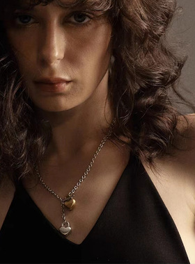 不掉色吴昕推荐日本小众Marland Backus做旧色金银爱心打结项链女