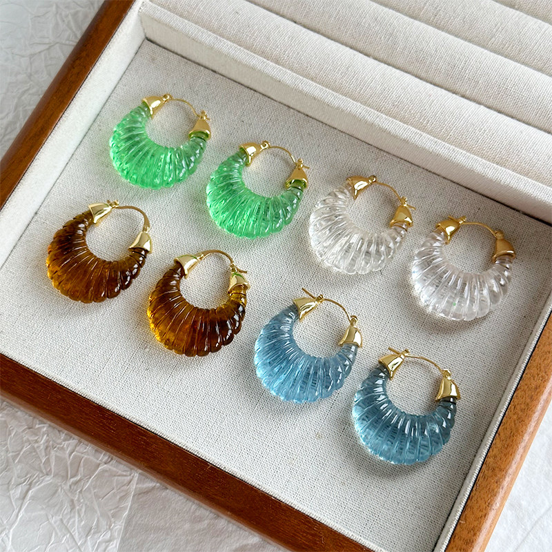 树脂U型透耳环时尚琥珀色秋天美拉德条纹小众设计个性复古耳饰,饰品/流行首饰/时尚饰品新,耳环,淘宝优惠券,粉丝福利购,淘宝优惠卷