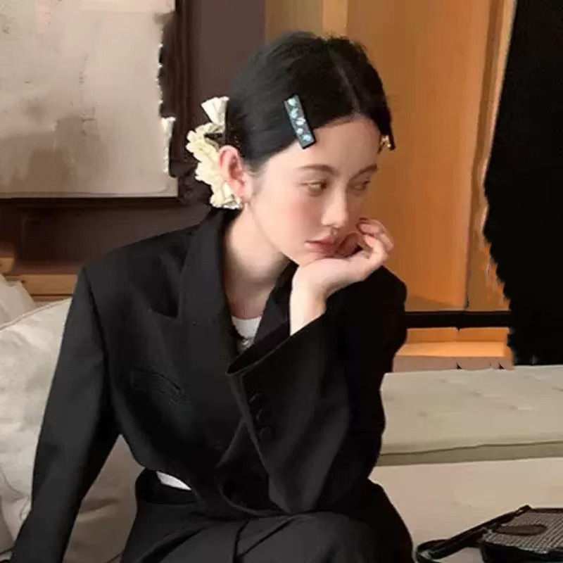 新中式高版本mona同款方形发夹法式轻奢牵牛花发饰花朵头饰刘海夹