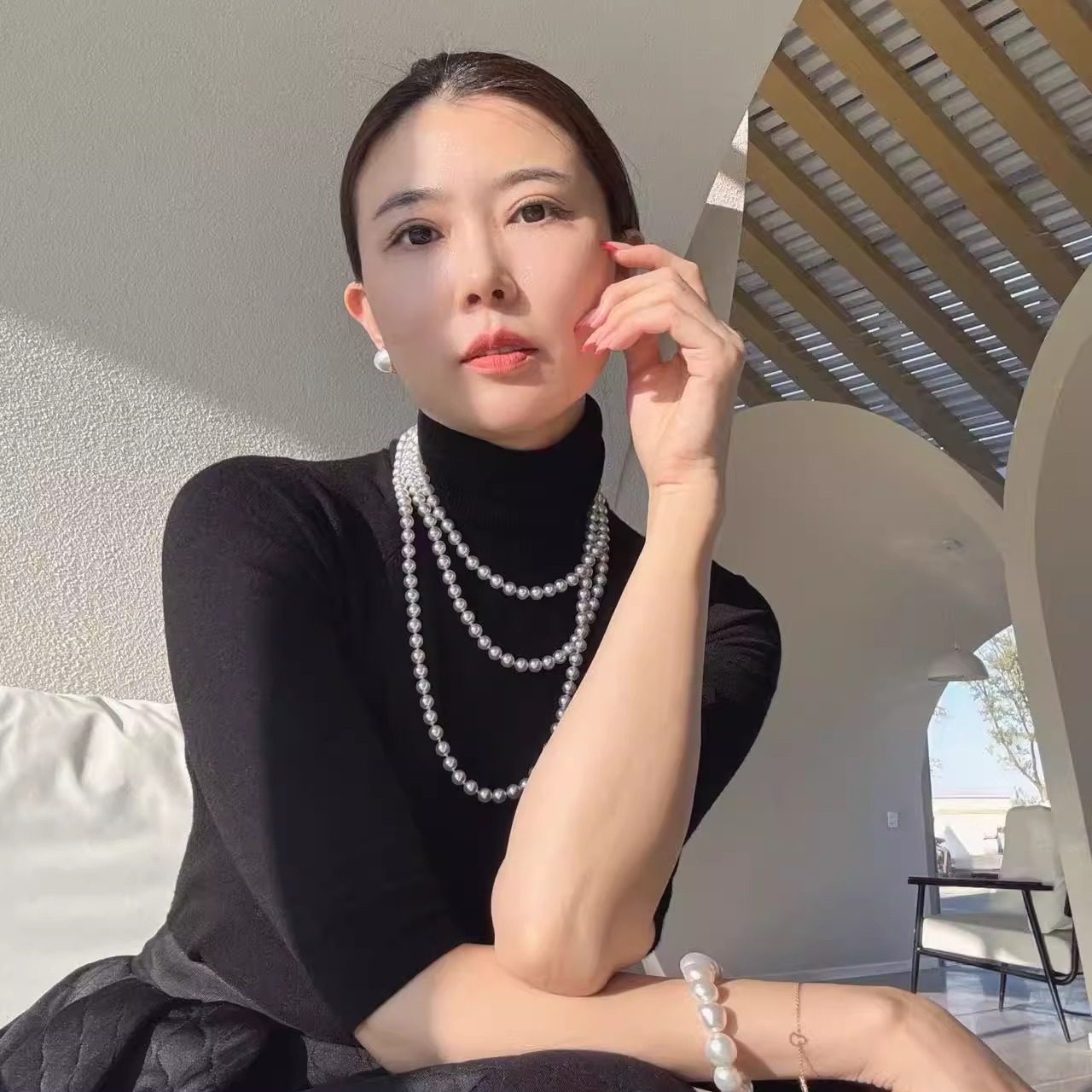超长款珍珠项链一款多戴高级感多层毛衣链小香风施家珍珠气质百搭