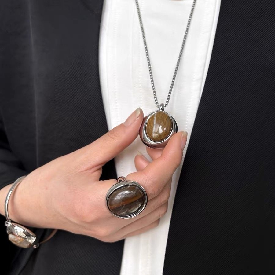 虎眼石套装项链手镯戒指耳钉气质大气高级设计感美拉德秋季饰品女,饰品/流行首饰/时尚饰品新,组合套装,淘宝优惠券,粉丝福利购,淘宝优惠卷