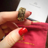 biderman 法国设计师aur lie 复古指环做旧金属链条麻花编织戒指