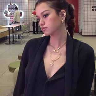 张悦儿同款欧美轻奢高级感不规则爱心耳环小众精致百搭时髦项链
