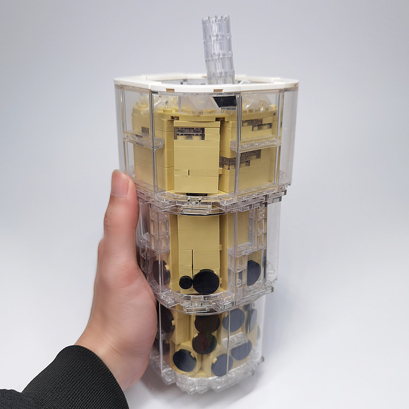 国产乐高积木珍珠奶茶创意摆件圣诞特饮杯moc模型零件包组装