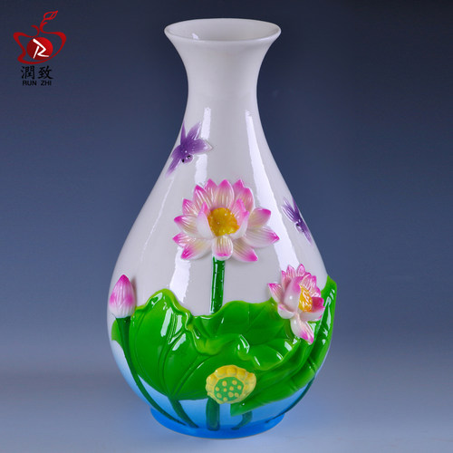 佛堂供佛供奉花瓶花器陶瓷莲花瓶净水瓶家居饰品家居客厅摆设摆件