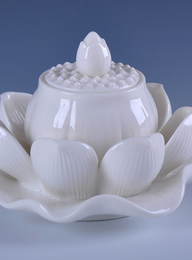 陶瓷莲花圣水杯家用供杯佛前供水杯观音净水杯家居佛堂摆件中式