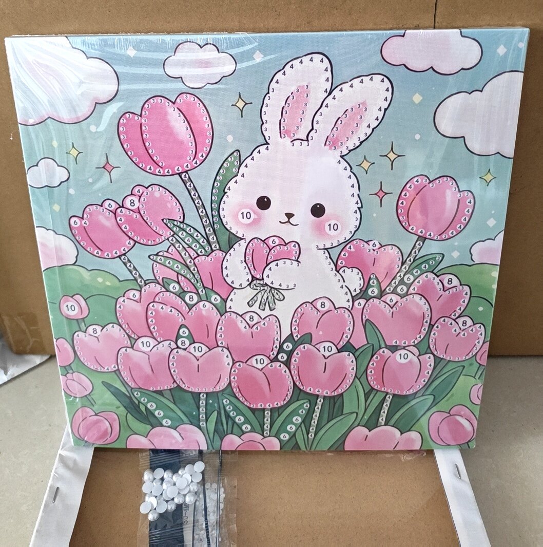 儿童手工diy珍珠画材料包钻石画幼儿园益智玩具礼物粘贴画木框画
