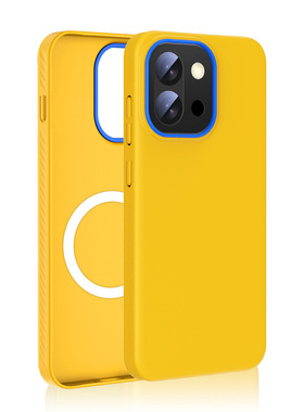 适用一加15手机壳磁吸1+15新款Oneplus13磨砂肤感防指纹黄色超薄