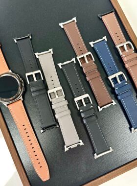 适用三星Galaxy Watch8Classic手表平尾商务8Ultra真牛皮表带47mm