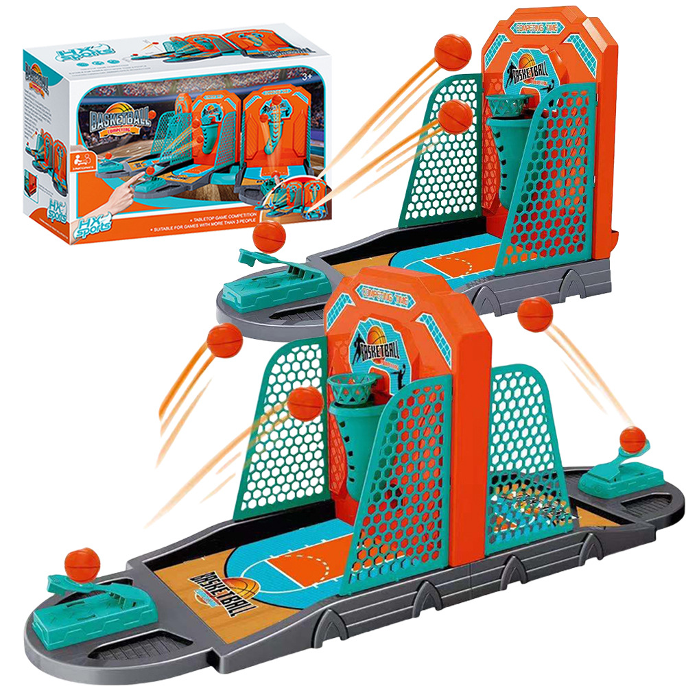 新款弹射篮球机 手指投篮四子棋组合儿童双人桌面弹珠游戏台玩具
