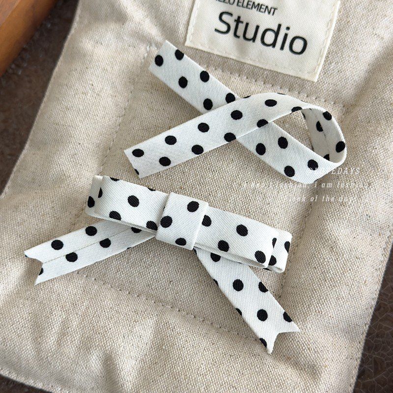 韩系少女气质波点蝴蝶结发夹你是百搭时尚经典黑白刘海夹新款发饰