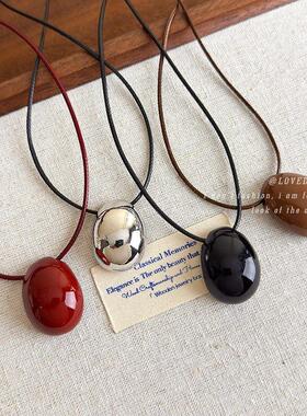 时尚百搭长款豆豆蜡绳项链女网红ins博主同款卫衣链高级感锁骨链