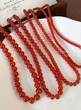 新中式国风红色串珠项链配饰2024新款爆款高级感锁骨颈链复古配饰