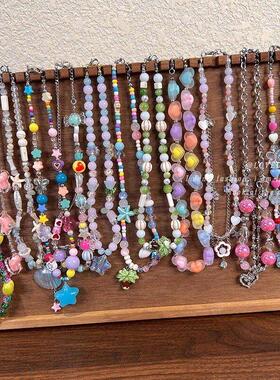 甜美夏日少女多巴胺女孩锁骨链甜酷辣妹爱心星星彩虹糖果串珠项链