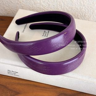 复古高级感茄紫色贵气压发箍优雅精致加厚漆皮纹亮面头箍发卡发饰