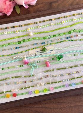 清新绿色系项链合集手工串珠锁骨链choker轻奢设计感小众颈链项链