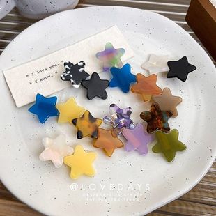 法式简约醋酸拼色五角星小号鸭嘴夹可爱少女心侧边发夹鸭嘴夹发饰