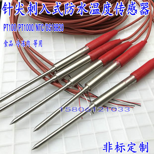 防水针型PT100温度传感器PT1000铂热电阻 热敏NTC探头 测温棒定制